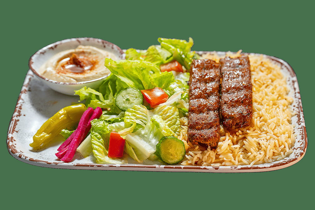 Beef Lule Kebab (Kafta) Plate.