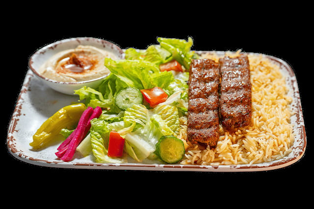 Beef Lule Kebab (Kafta) Plate.