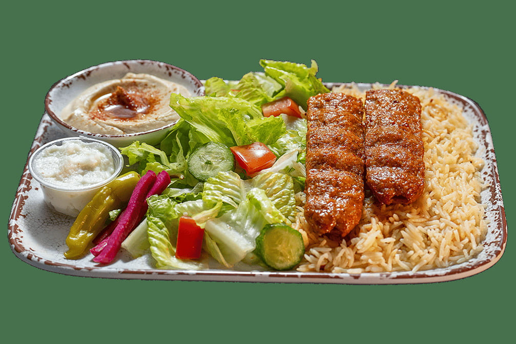 Chicken Lule Kebab (Kafta) Plate.